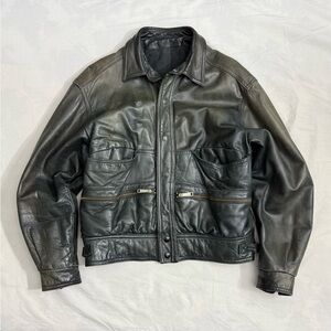 80s 90s Faux Leather Motorcycle Jacket